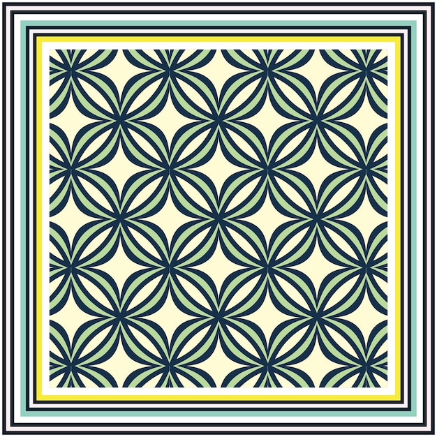 Exotic abstract square scarf print Digital print vector file format Monochrome color placement