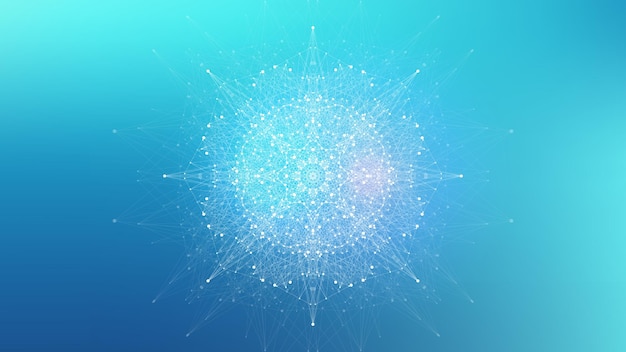 expansion of life colorful explosion background with connected line and dots wave flow visualization quantum technology abstract graphic background explosion motion burst vector illustration