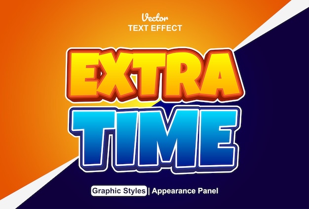extra time text effect graphic style blue and orange color editable