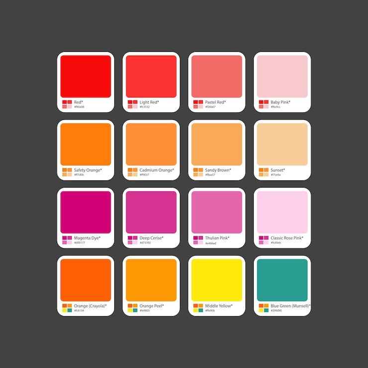 Vector eyecatching bright color swatch combination with hex code