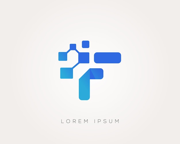 F letter conecting dots and tech logo