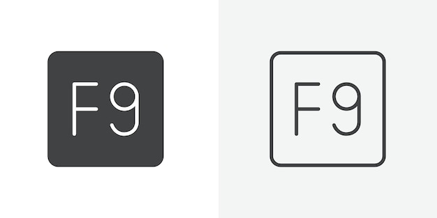 f9 key icon flat and simple set design