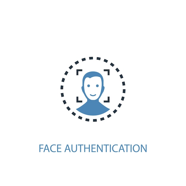 Face authentication concept 2 colored icon. Simple blue element illustration. face authentication concept symbol design. Can be used for web and mobile UI/UX