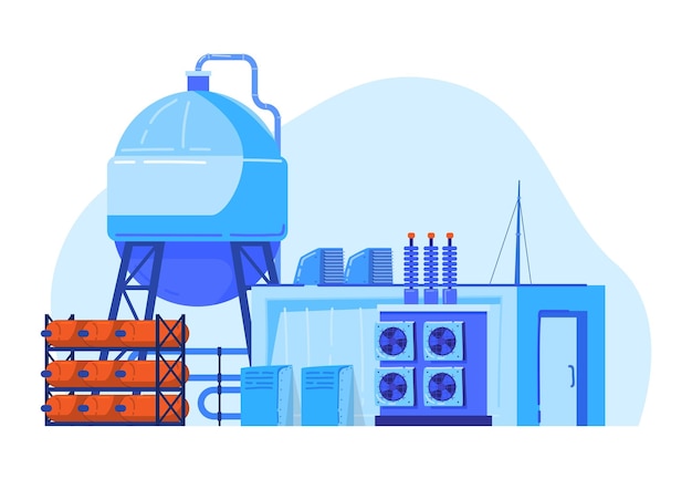 Factory power oil and gas industry alternative electricity generation design cartoon vector