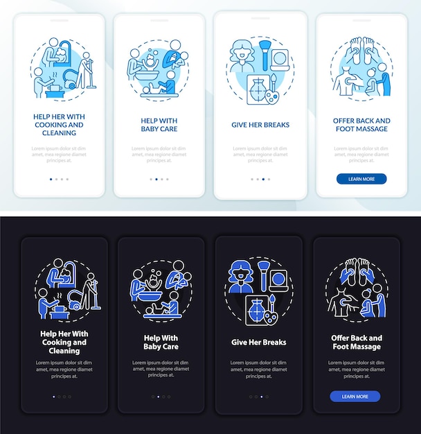 Family support onboarding mobile app page screen