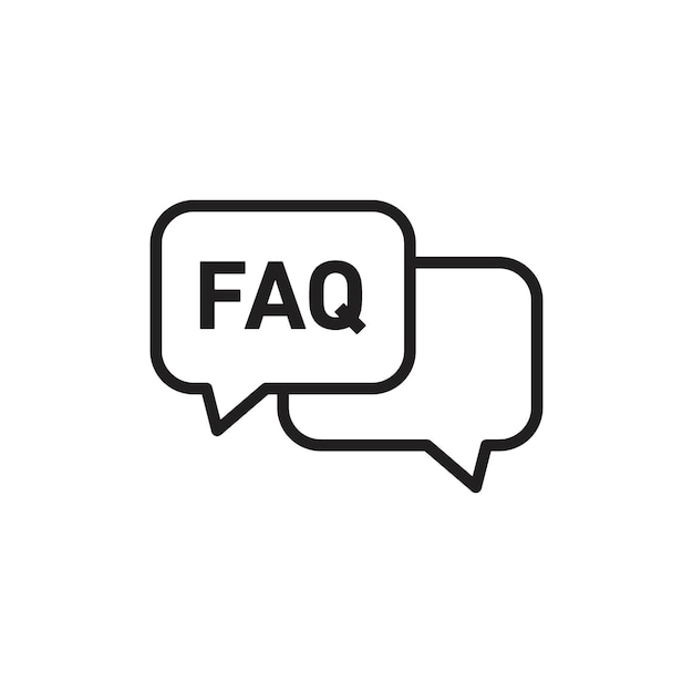 FAQ icon Flat art in black and white isolated