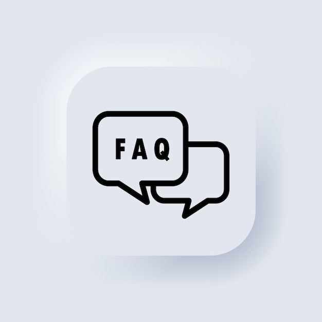 Faq icon. Support concept. Elements for mobile concepts and web apps. Neumorphic UI UX white user interface web button. Neumorphism. Vector EPS 10.