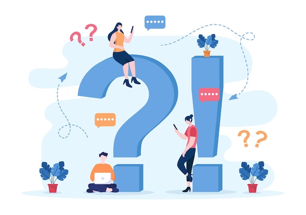 faq or frequently asked questions for website, blogger helpdesk, clients assistance, helpful information, guides. background vector illustration