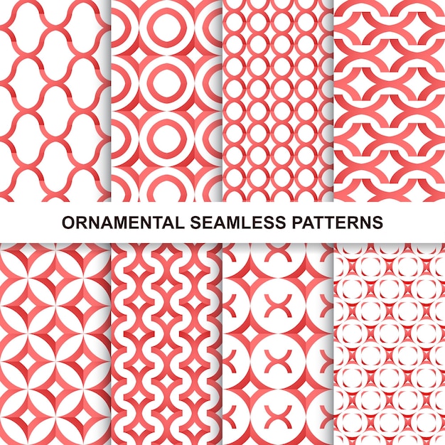 fashoinable ornamental patterns in red colors seamless backgrounds for your design and ideas