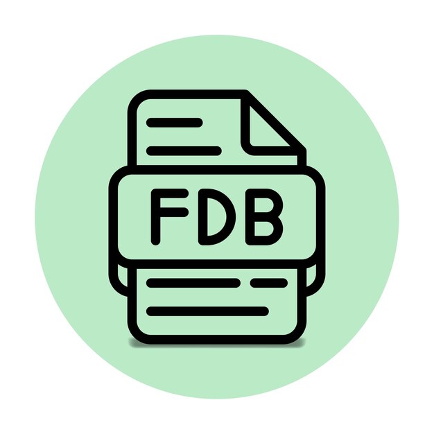 fdb file type icon files and document format extension with an outline style design