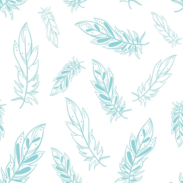 Feather set handmade graphics seamless pattern