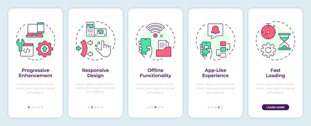 features of pwas onboarding mobile app screen