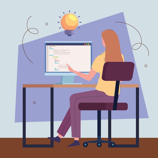 Female designer using desktop