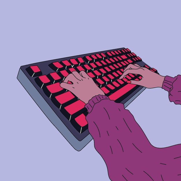 female hands working on keyboard working studying work from home concept