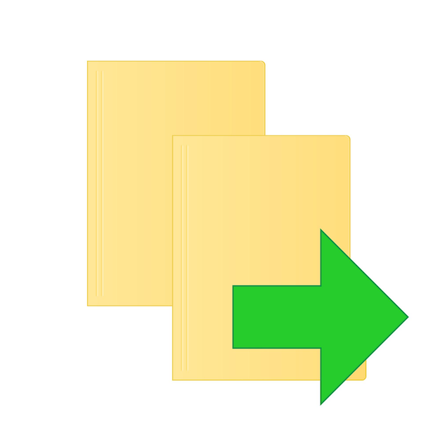 file computer folder icon with copy or move arrow isolated on white background color folder
