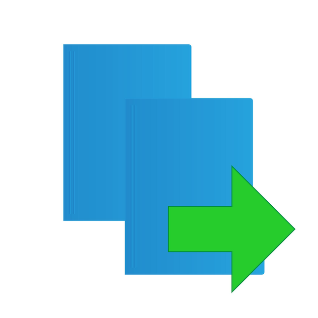 file computer folder icon with copy or move arrow isolated on white background