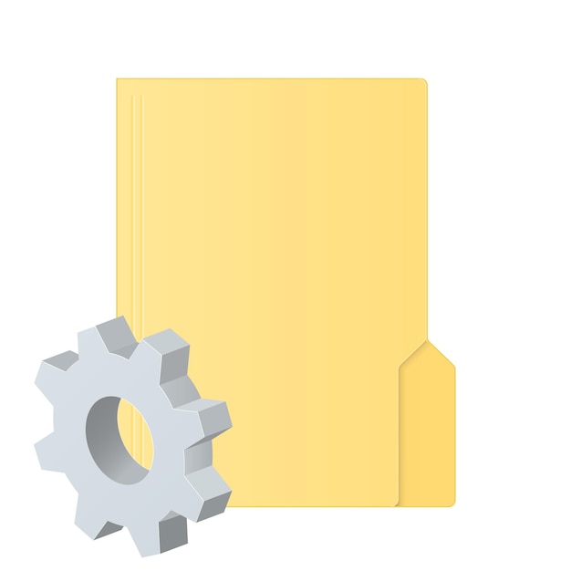 File computer folder icon with gear icon Settings icon or instruction. Color folder
