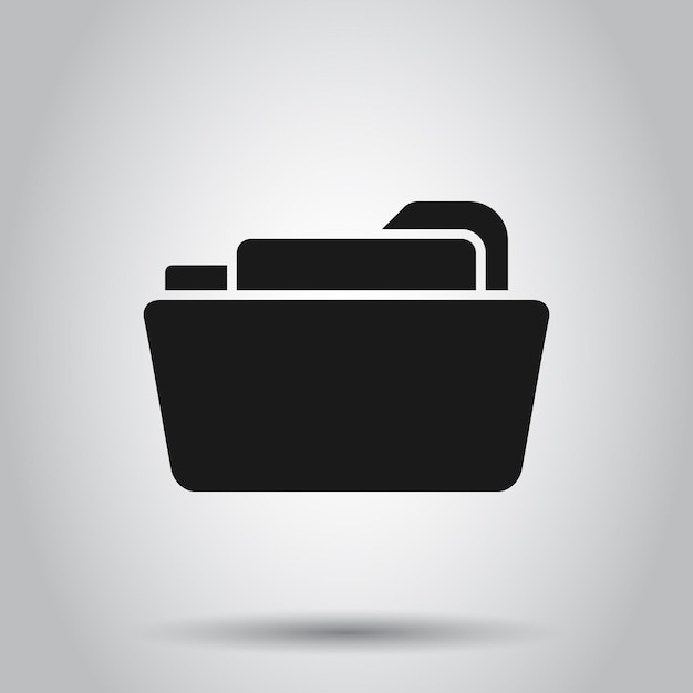 File folder icon in flat style Documents archive vector illustration on isolated background Storage business concept