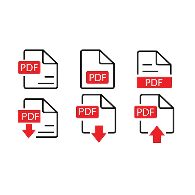 File format extensions icon set in line style Document file type format simple black style symbol