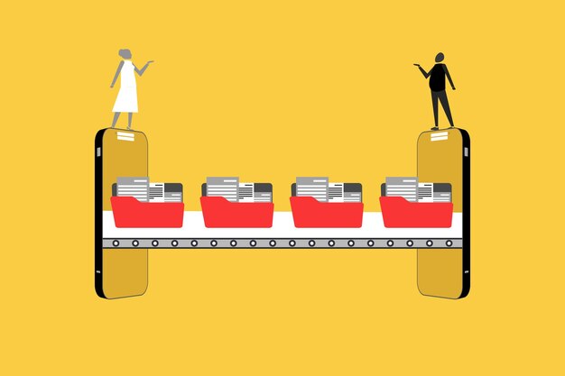 File transfer and data sharing Moving and copying a digital document from one folder to another Information exchange documentation and archive management