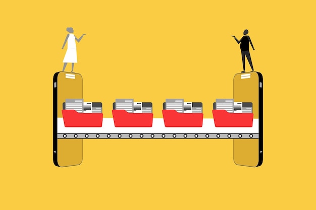 File transfer and data sharing Moving and copying a digital document from one folder to another Information exchange documentation and archive management