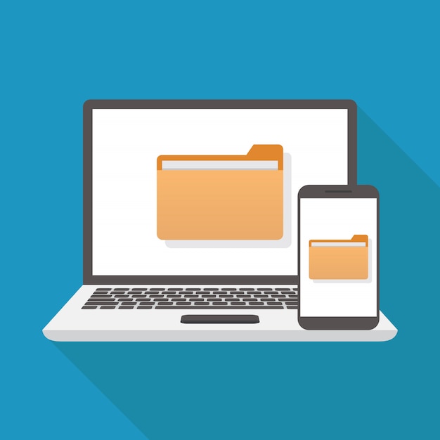 File transfer, flat design vector illustration