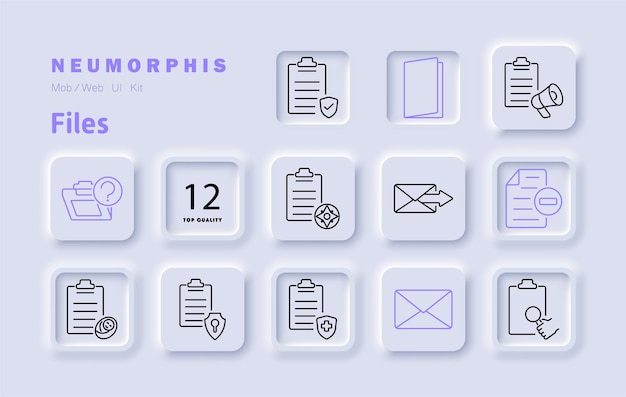 Files set icon Folder document clipboard email checklist report archive security data management organization records verification digital files paperwork storage