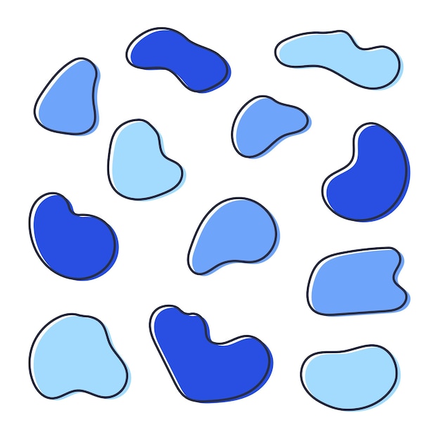 Filled Outline Blue Blobs