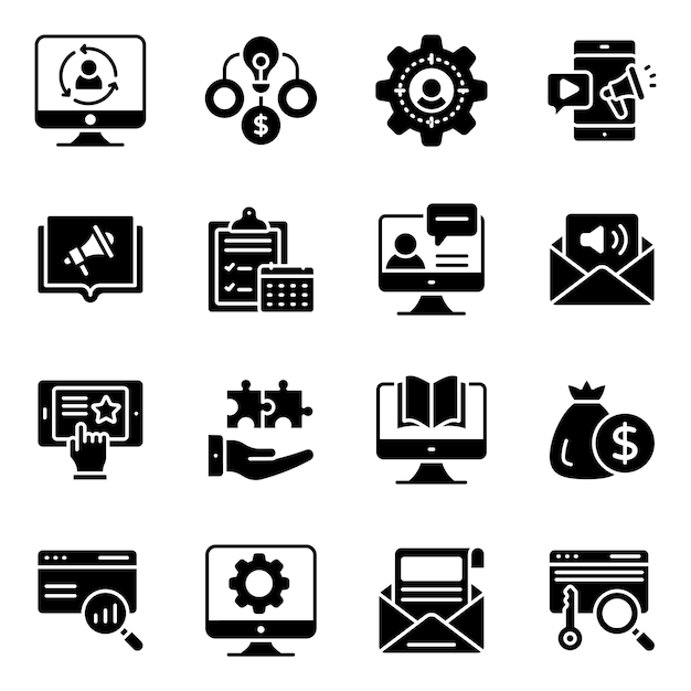 Finance and Management Solid Icons Pack