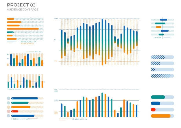Finance elements charts in color vector illustration