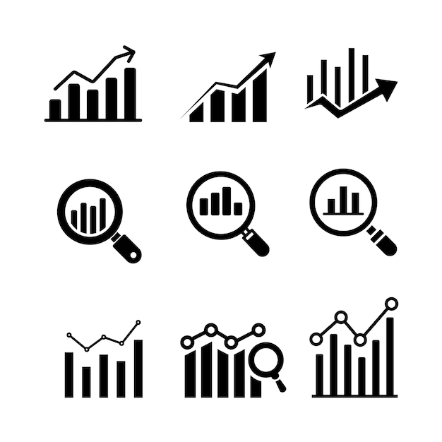 Financial and Business Charts Graphs and Data Analysis Icons