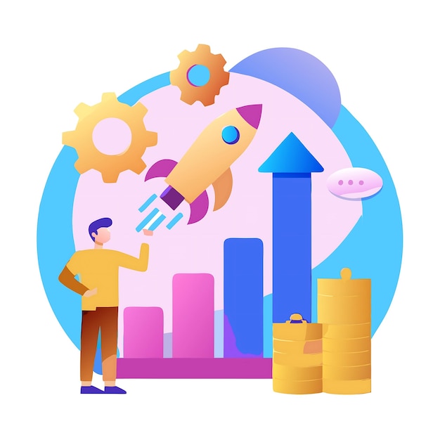 Financial Growth and Success Concept with Rocket and Bar Chart