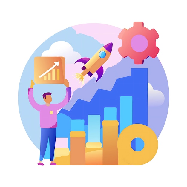 Financial Growth and Success Concept with Rocket and Bar Chart