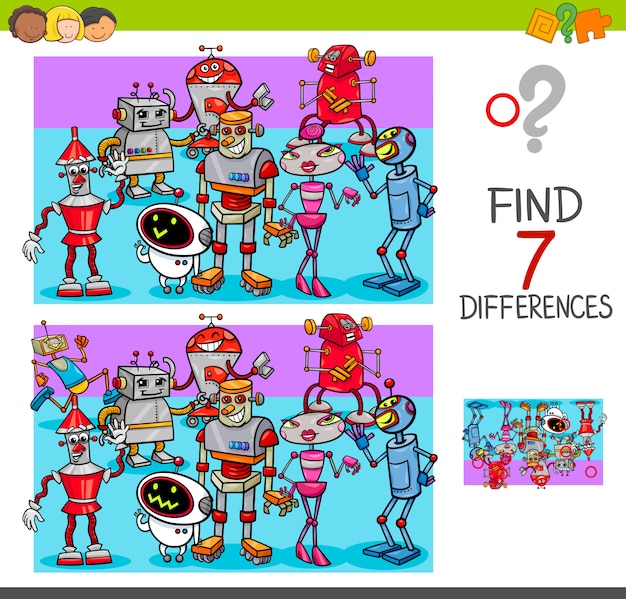 find differences with robot characters