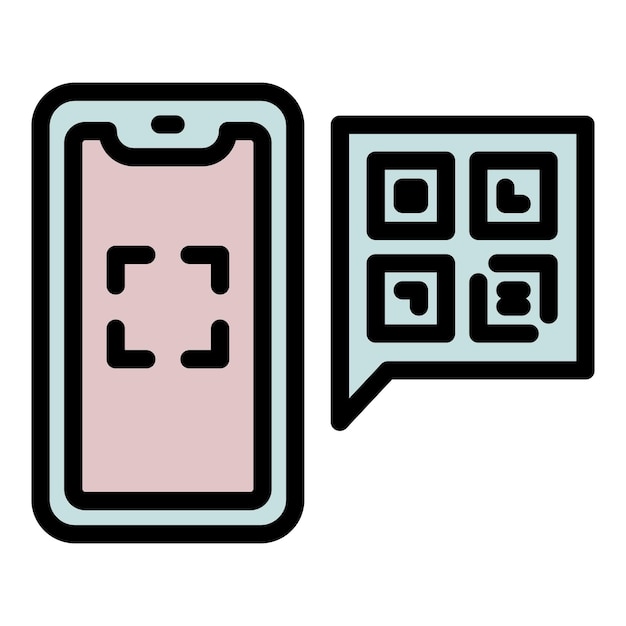 Find phone qr code icon outline vector Scanner screen Mobile scan