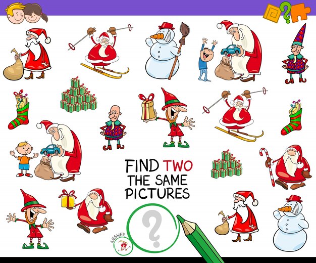 Find two the same Christmas pictures game