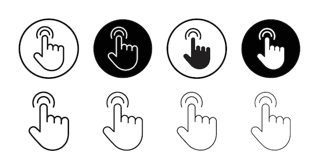 finger tap icon Flat art in black and white isolated