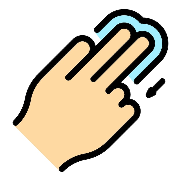 finger touch icon outline vector digital screen app smart color flat