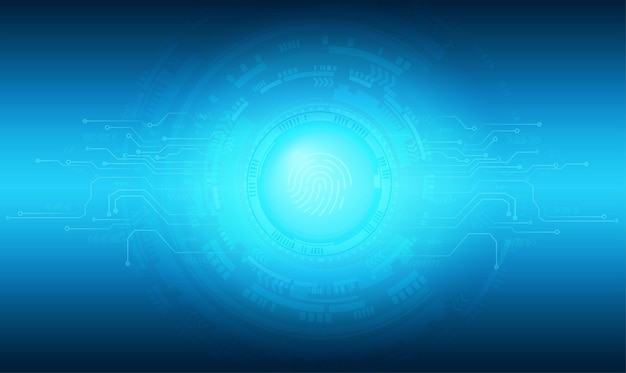 fingerprint scanner icon and round button with metallic backgroundvector illustration