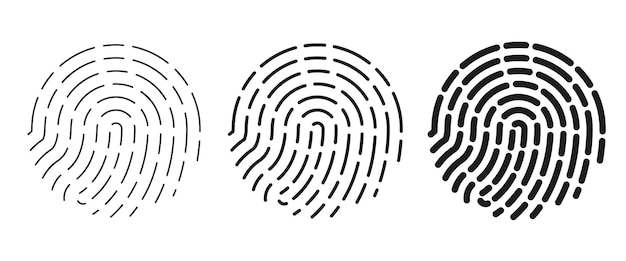 Fingerprint scanning icon Black sign of identification