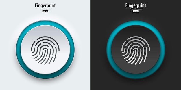 Fingerprint sign A set of black and white push buttons with fingerprint symbols 3D Neumorphism design style for Apps Websites Interfaces and mobile apps UI UX Vector illustration