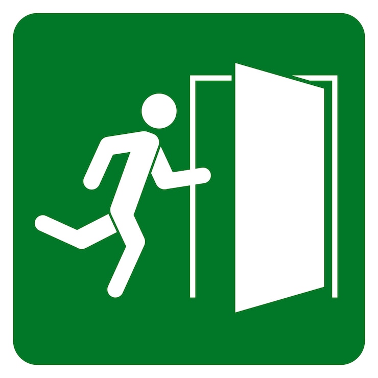 Vector fire exit sign with door green emergency exit vector icon