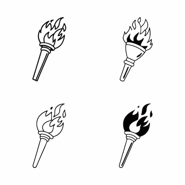 Fire Torch Icons Set
