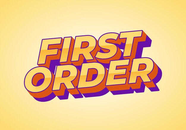 First order Text effect in 3D style with modern colors