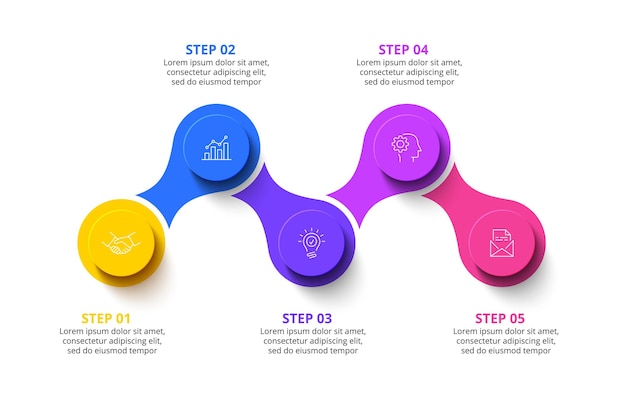 Five circles infographic elements Vector process concept with 5 options or steps