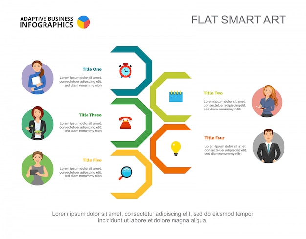 Five Employees Workflow Slide Template