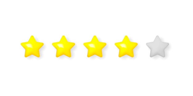 Five star rating badge The concept of rating from the user Isolated cartoon stars on a white background