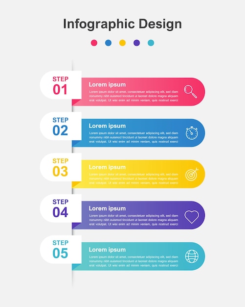 Five Steps Colorful abstract business infographic template