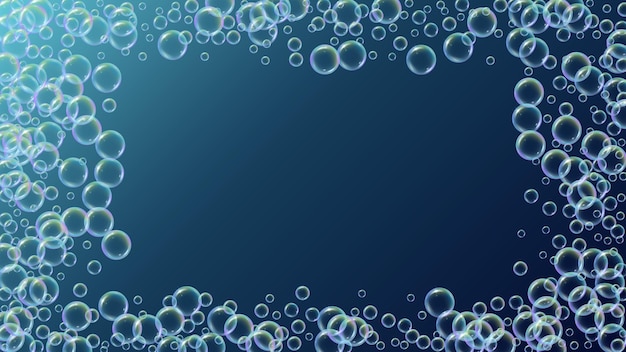 Fizz background with shampoo foam and soap bubbles