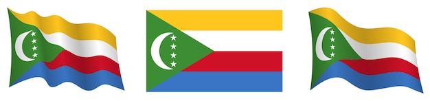 flag of Comoros islands in static position and in motion fluttering in wind in exact colors and siz